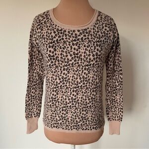 AUTUMN CASHMERE Animal Print Leopard Long Sleeve Crew Neck Sweater EUC Size XS